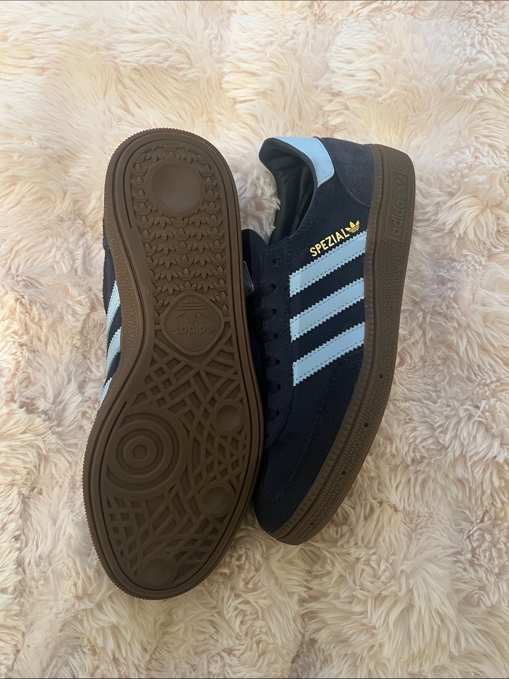 adidas Black Suede Sneakers with Light Blue Stripes - Picture 2 of 2